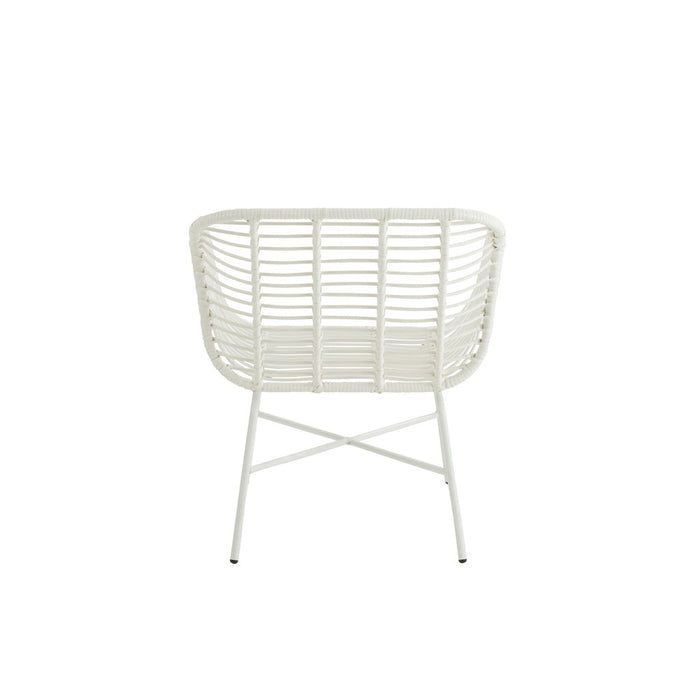 J-Line Stoel Rachelle buiten metaal/rattan wit-Eetkamerstoelen-J-Line