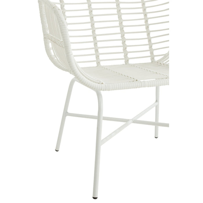 J-Line Stoel Rachelle buiten metaal/rattan wit-Eetkamerstoelen-J-Line