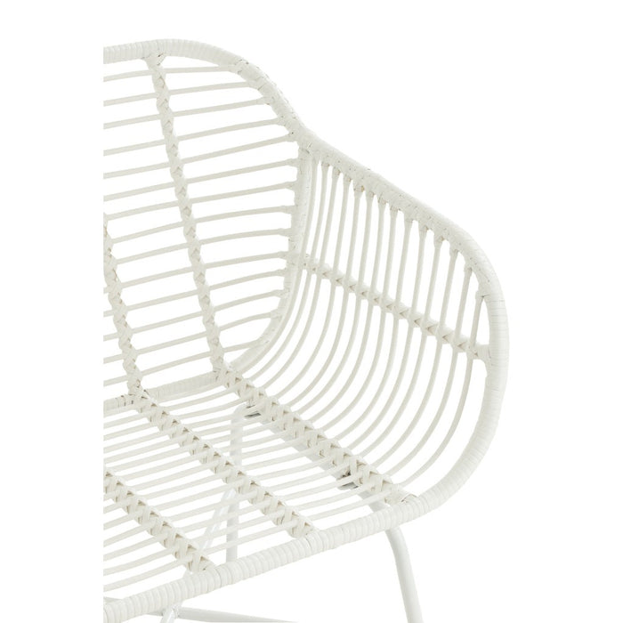 J-Line Stoel Rachelle buiten metaal/rattan wit-Eetkamerstoelen-J-Line