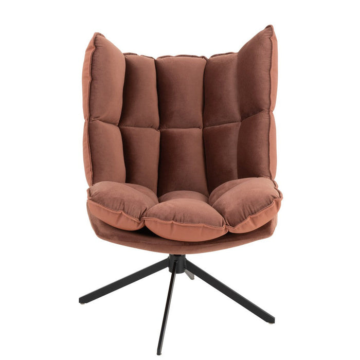 J-Line Stoel Relax kussen op frame textiel/metaal roest bruin-Fauteuils-J-Line