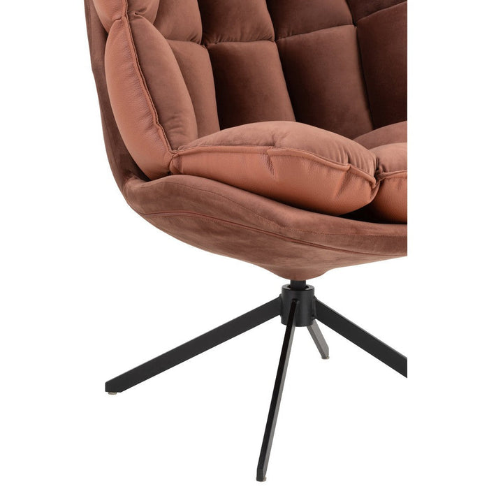 J-Line Stoel Relax kussen op frame textiel/metaal roest bruin-Fauteuils-J-Line