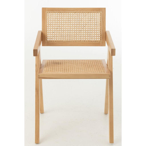 J-Line Stoel Rooster essenhout/rattan naturel-Eetkamerstoelen-J-Line