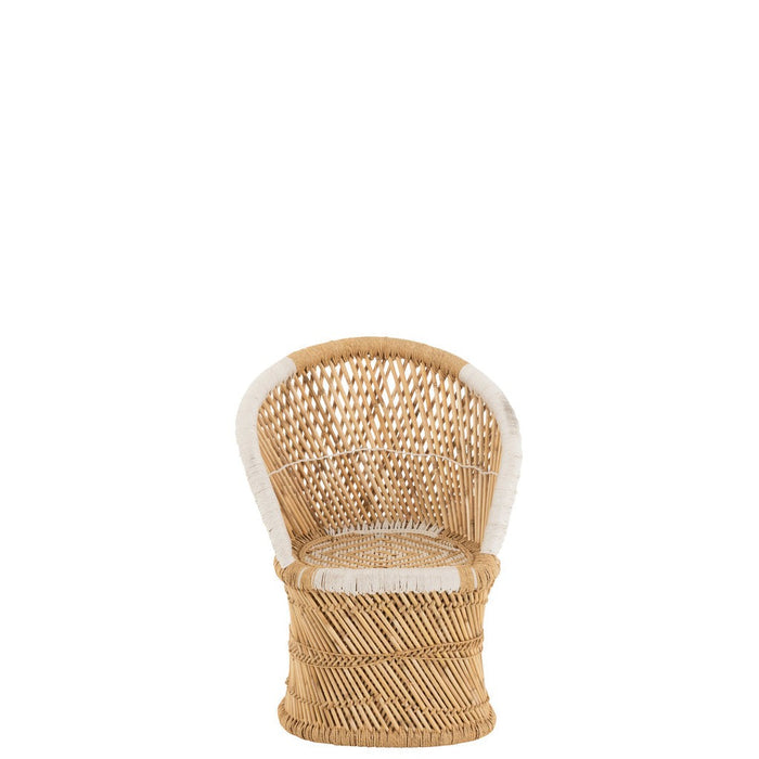 J-Line Stoel Rugsteun bamboe natural/wit kind-Eetkamerstoelen-J-Line