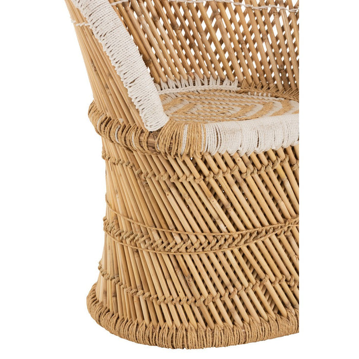 J-Line Stoel Rugsteun bamboe natural/wit kind-Eetkamerstoelen-J-Line