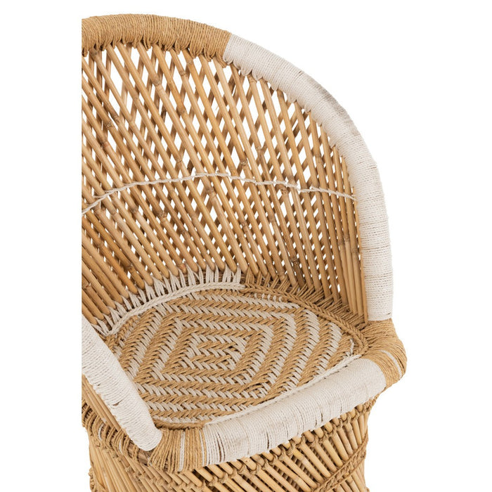 J-Line Stoel Rugsteun bamboe natural/wit kind-Eetkamerstoelen-J-Line