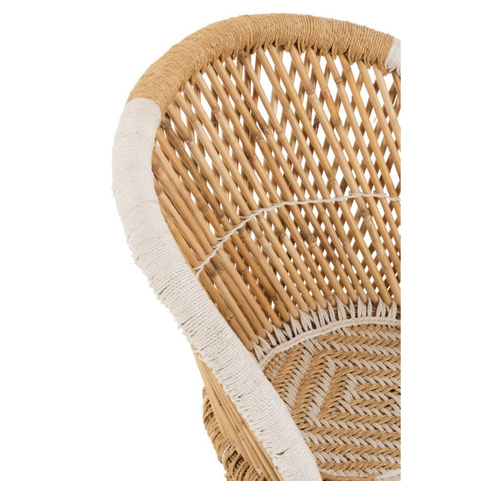 J-Line Stoel Rugsteun bamboe natural/wit kind-Eetkamerstoelen-J-Line