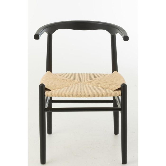 J-Line Stoel Toon beukenhout/touw zwart-Eetkamerstoelen-J-Line