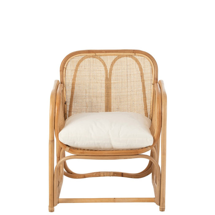 J-Line Stoel+kussen Casablanca rotan naturel-Eetkamerstoelen-J-Line