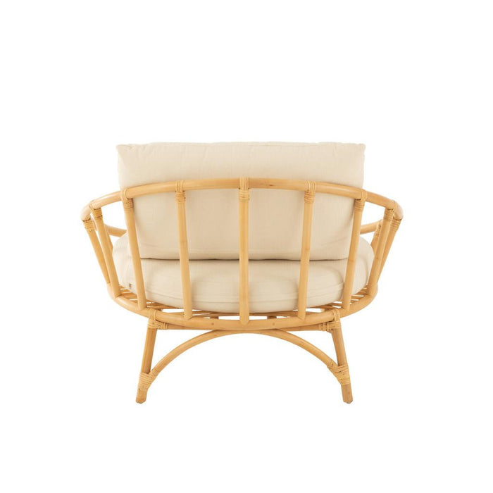 J-Line Stoel+kussen Rotan/textiel naturel/wit-Fauteuils-J-Line