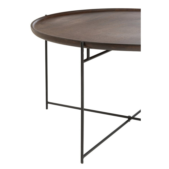 J-Line Tafel Rond ijzer/mangohout bruin/zwart-Salontafels-J-Line