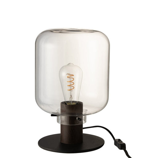 J-Line Tafellamp Kiyu glas/staal transparant/zwart-Tafellampen-J-Line