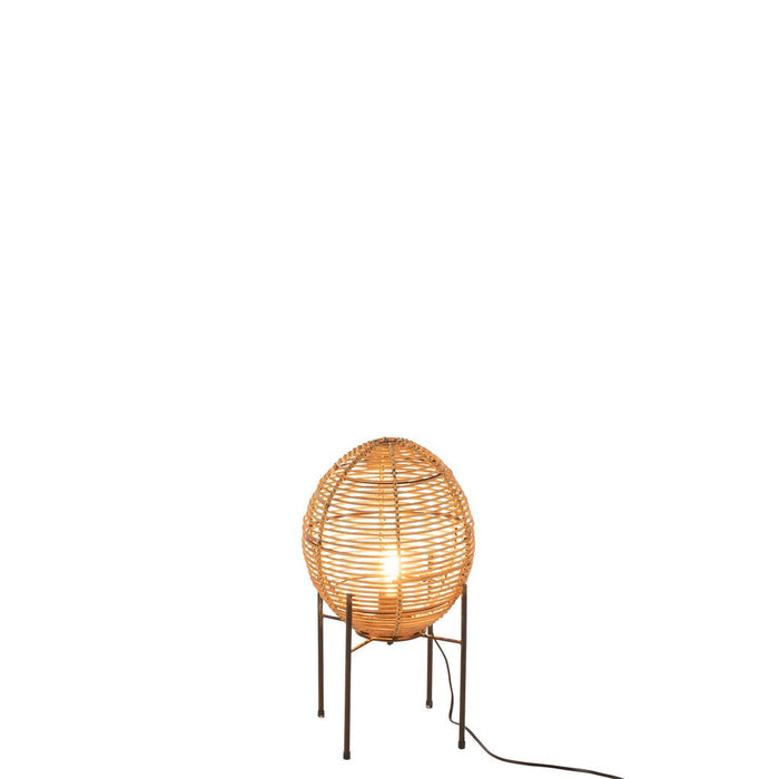J-Line Tafellamp Op frame metaal/rattan naturel-Tafellampen-J-Line
