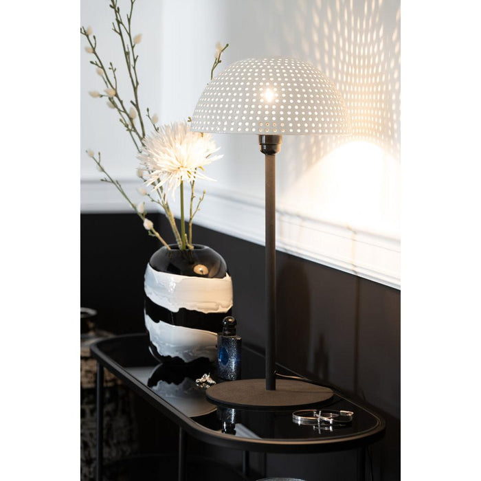 J-Line Tafellamp Paddenstoel bolletjes metaal blinkend wit/zwart large-Tafellampen-J-Line