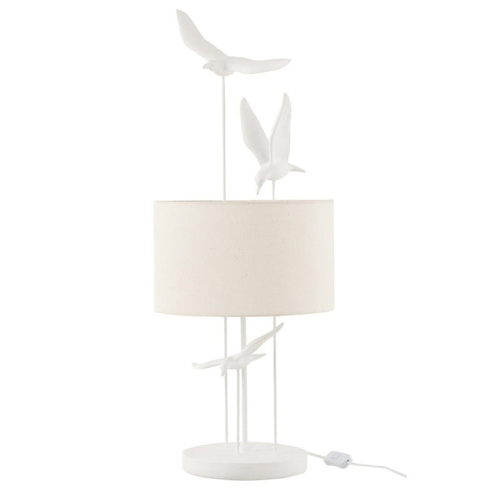 J-Line Tafellamp Vogels poly wit/beige-Tafellampen-J-Line