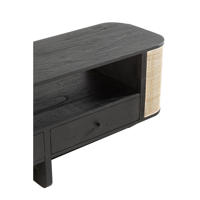 J-Line Tv Meubel molly exotiek hout/rotan zwart-TV-meubels-J-Line
