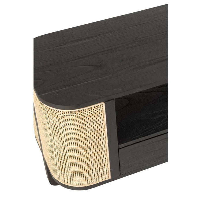 J-Line Tv Meubel molly exotiek hout/rotan zwart-TV-meubels-J-Line