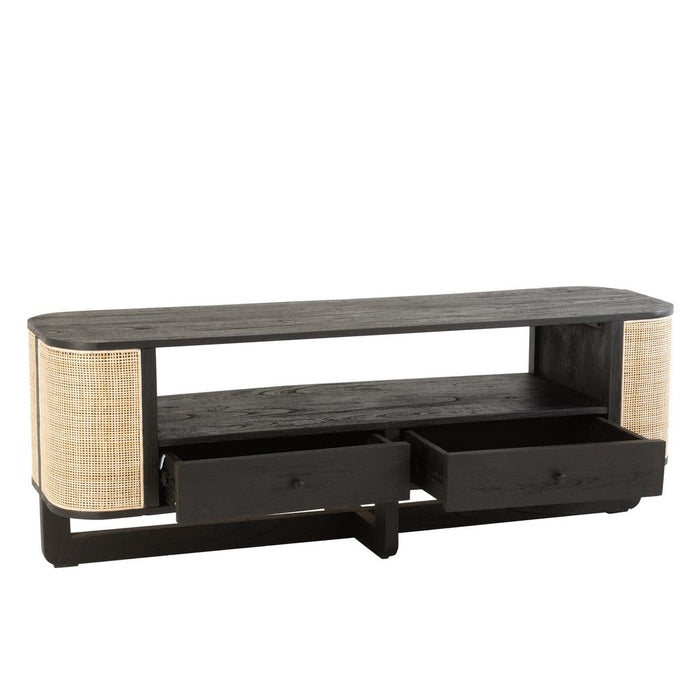 J-Line Tv Meubel molly exotiek hout/rotan zwart-TV-meubels-J-Line