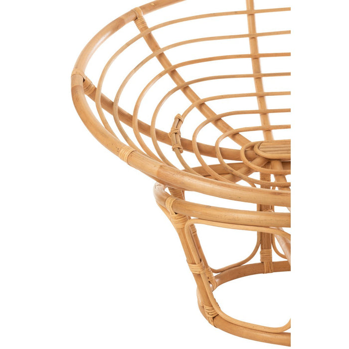 J-Line Zetel Roni met kussen rotan naturel/wit-1-Zitsbanken-J-Line