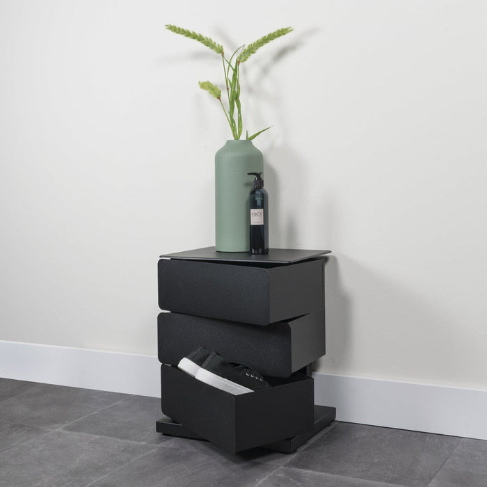 JOEY 3 Ladekast | Zwart | Staal | 37x26x54.5-Ladekasten-Spinder