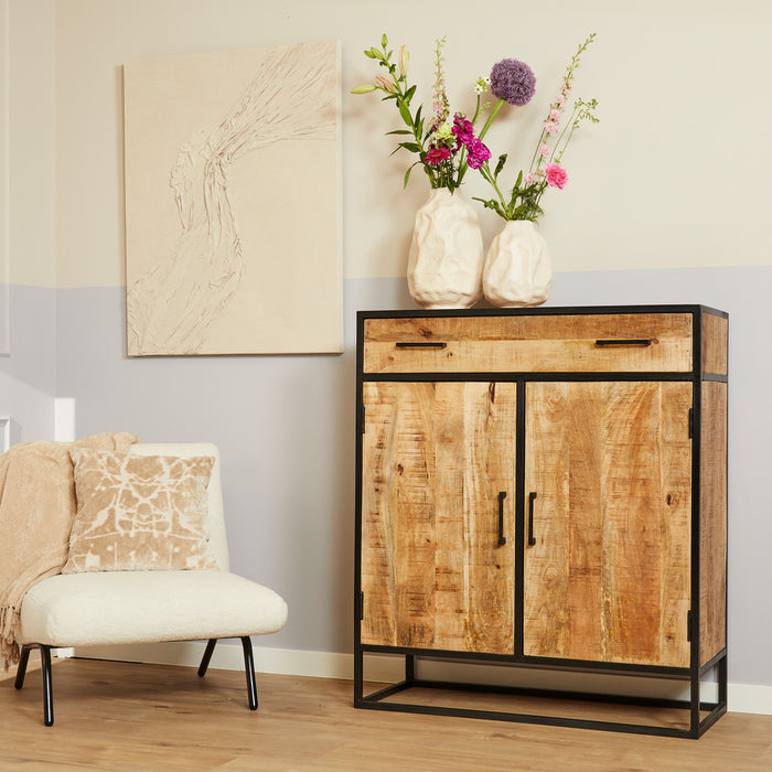 Kabinet kast Denver | Mangohout en staal | 100 cm-Bergkasten-Starfurn