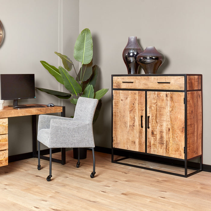 Kabinet kast Denver | Mangohout en staal | 100 cm-Bergkasten-Starfurn