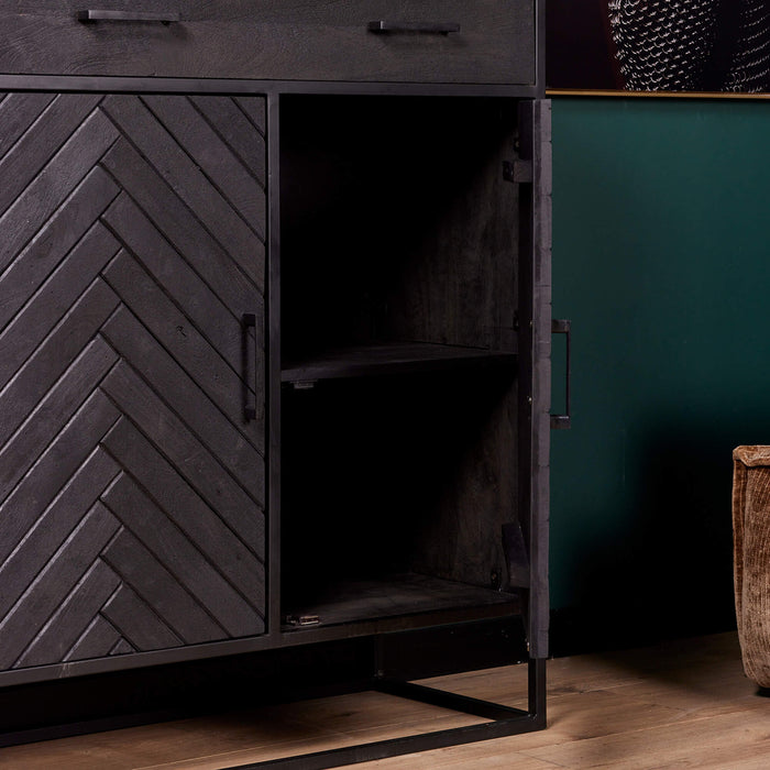 Kabinet kast New York | Mangohout en staal | 100 cm-Bergkasten-Starfurn