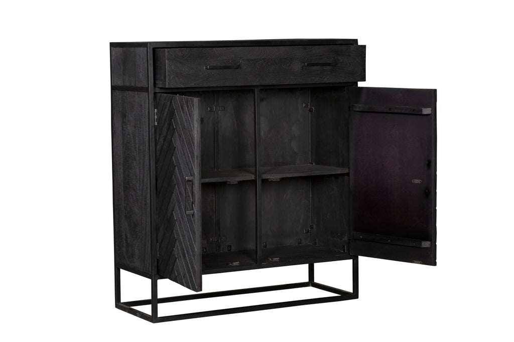 Kabinet kast New York | Mangohout en staal | 100 cm-Bergkasten-Starfurn