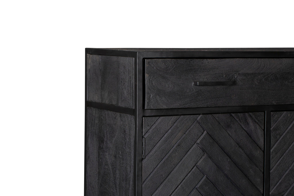 Kabinet kast New York | Mangohout en staal | 100 cm-Bergkasten-Starfurn