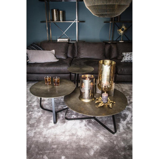 Kae Goud Alu Zwart IJzer Rond Salontafel L-Salontafels-PTMD