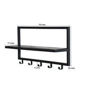 Kapstok Brix Kapstok Mangohout Zwart 70 cm 70x17x32 cm 13782-Kapstokken-Livingfurn