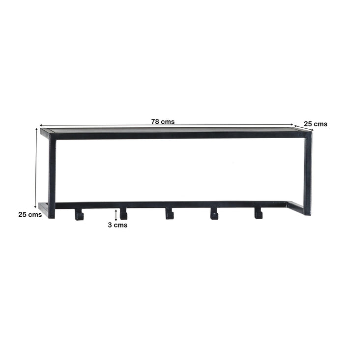 Kapstok Brix Kapstok Mangohout Zwart 78 cm 78x25x25 cm-Kapstokken-Livingfurn