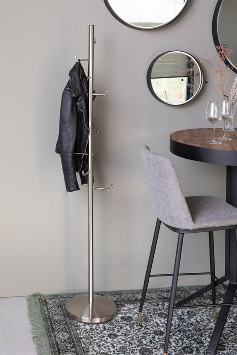Kapstok Hooked Satin Nickel Metaal Zilver Ø31x172 cm-Kapstokken-Creating Home