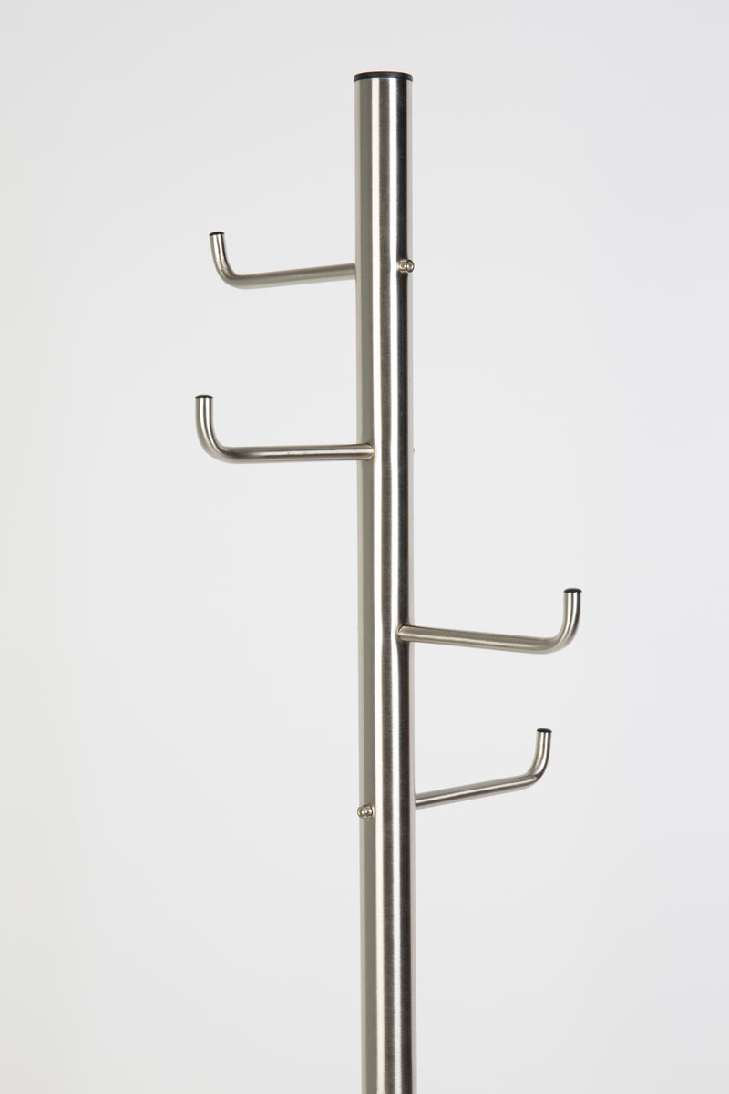 Kapstok Hooked Satin Nickel Metaal Zilver Ø31x172 cm-Kapstokken-Creating Home