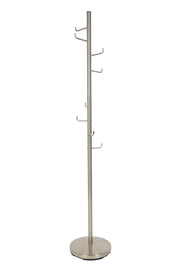 Kapstok Hooked Satin Nickel Metaal Zilver Ø31x172 cm-Kapstokken-Creating Home