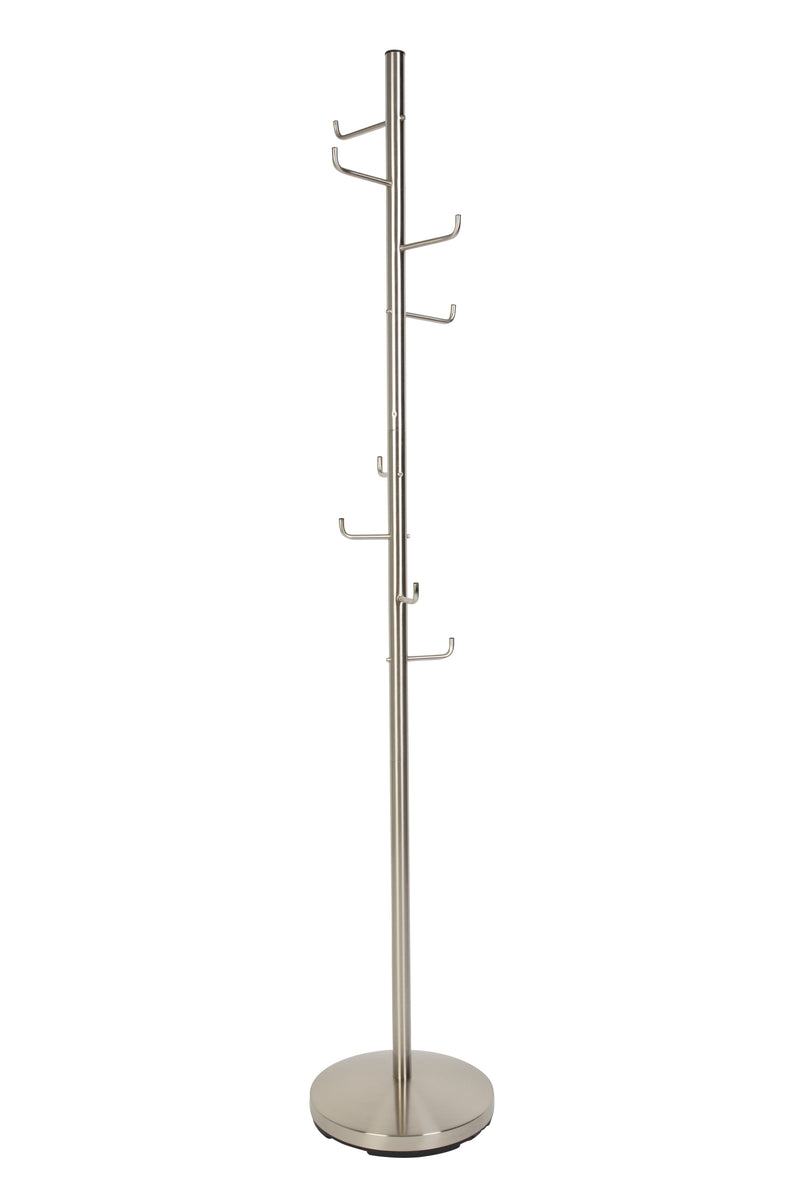 Kapstok Hooked Satin Nickel Metaal Zilver Ø31x172 cm-Kapstokken-Creating Home