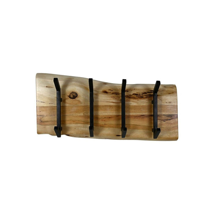 Kapstok Live Edge - 60x10x25 - Naturel - Acaciahout/metaal-Kapstokken-HSM Collection