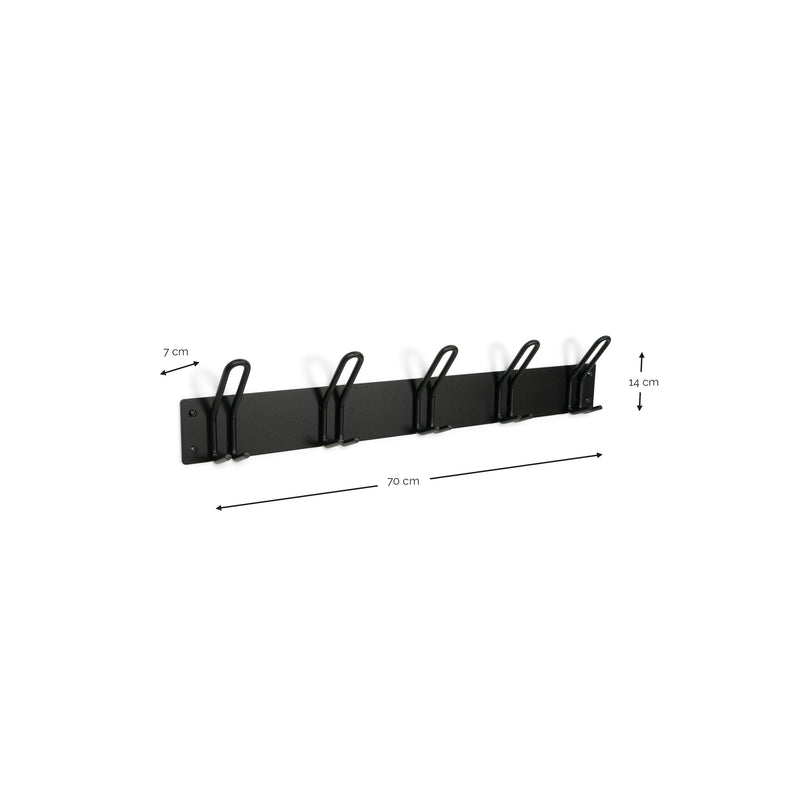 Kapstok MILES 5 Zwart 70x7x14cm Spinder Design-Kapstokken-Spinder