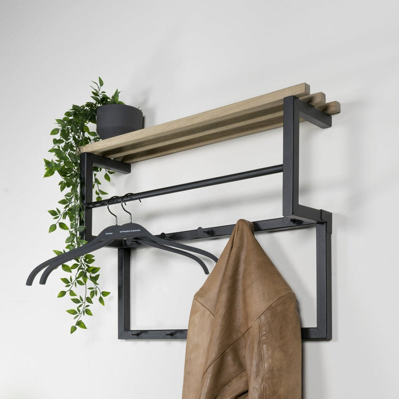 Kapstok RIZZOLI Zwart Eiken 71x16x51cm Spinder Design-Kapstokken-Spinder
