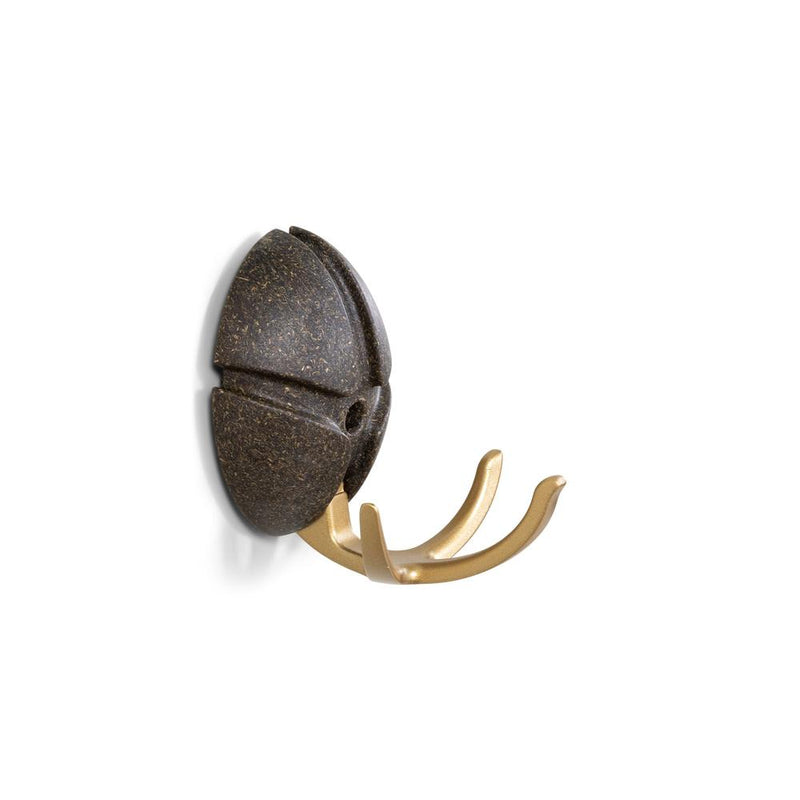 Kapstok TICK Donkerbruin Goud 7.5x3.5x9.5cm Spinder Design-Kapstokken-Spinder