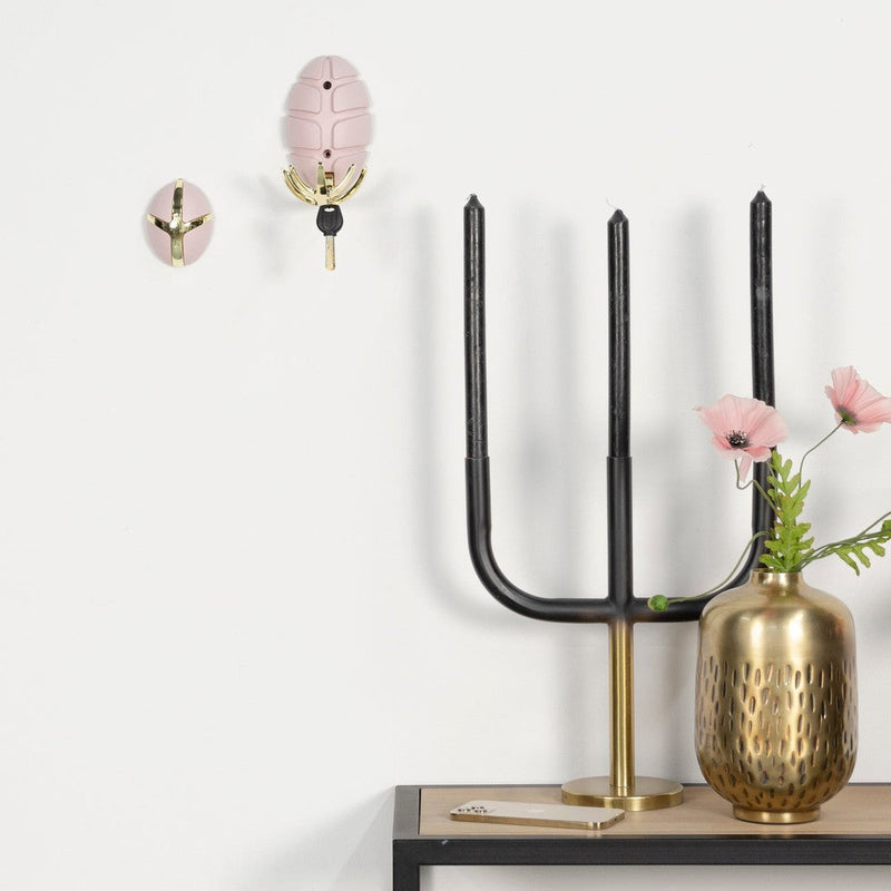 Kapstok TICK Pale Pink Goud 7.5x3.5x9.5cm Spinder Design-Kapstokken-Spinder