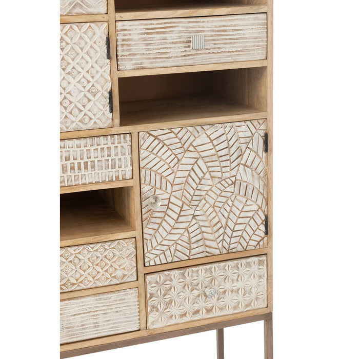 Kast 10 Lades Motives Hout Beige-Opbergkasten-J-Line