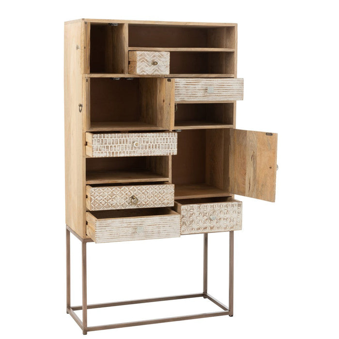 Kast 10 Lades Motives Hout Beige-Opbergkasten-J-Line