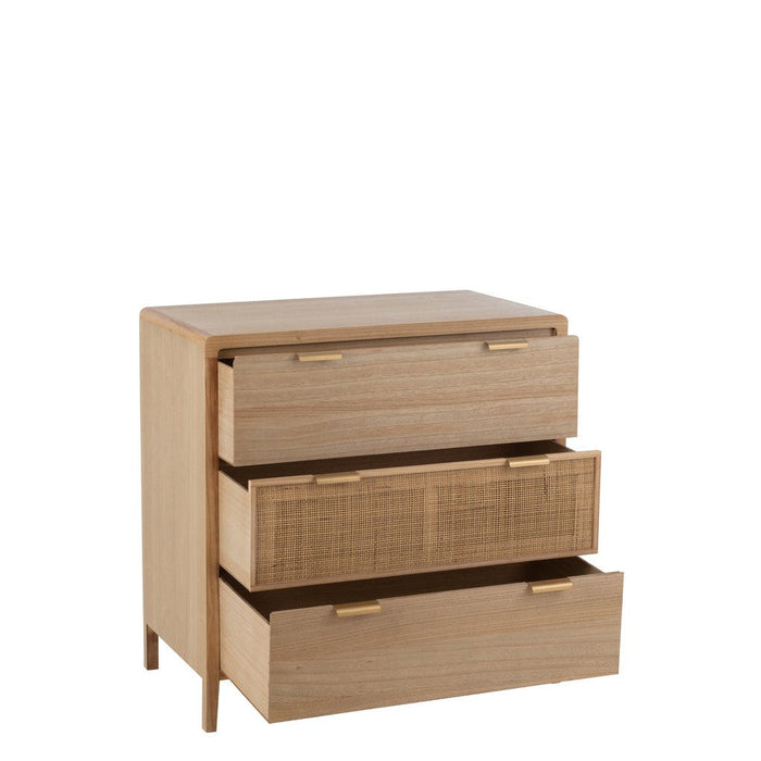 Kast 3 Lades Hout | Rattan Natuurlijk-Opbergkasten-J-Line