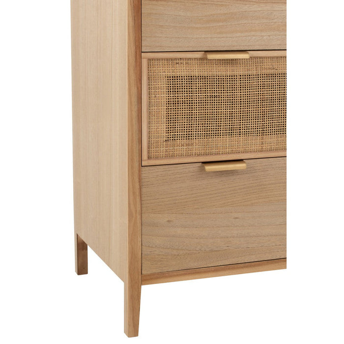 Kast 3 lades paulownia/rattan naturel-Opbergkasten-J-Line