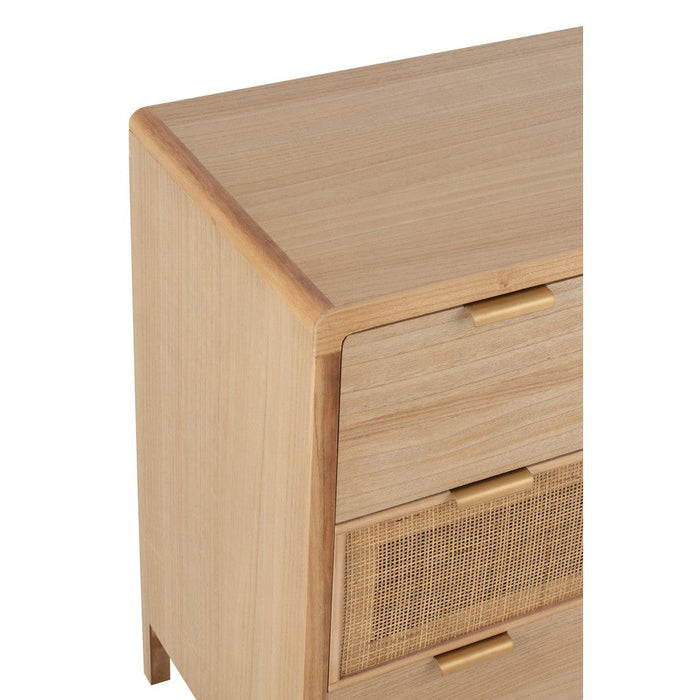Kast 3 lades paulownia/rattan naturel-Opbergkasten-J-Line