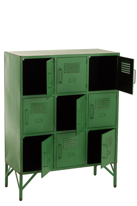 Kast 9 deuren metaal groen-Opbergkasten-J-Line