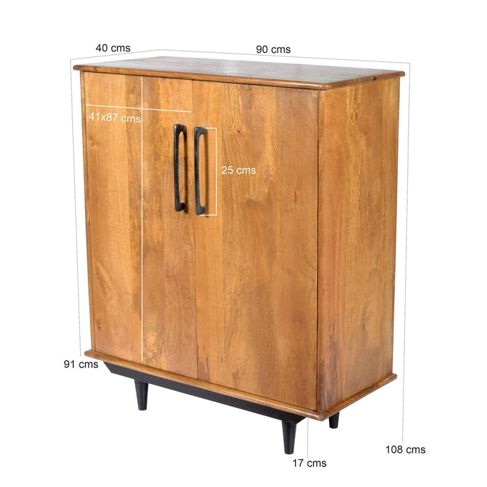 Kast Ayleen Mangohout Naturel hout 90x45x108 cm-Opbergkasten-Livingfurn
