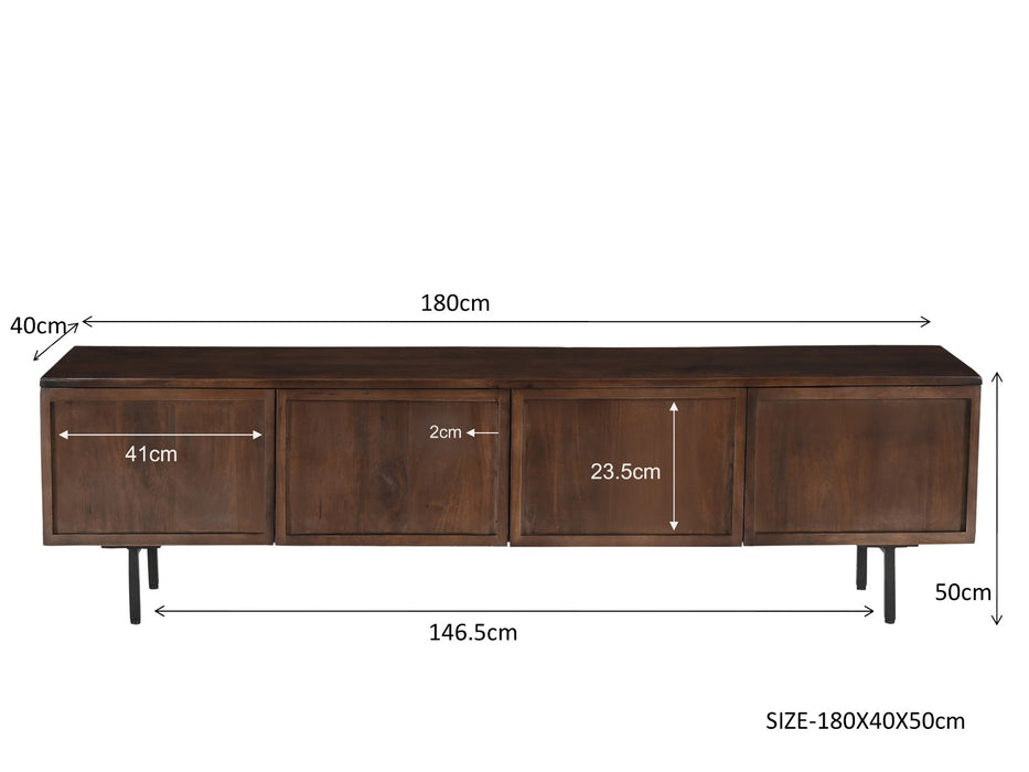 Kast Elan Mangohout Bruin 180x40 cm-Opbergkasten-Livingfurn