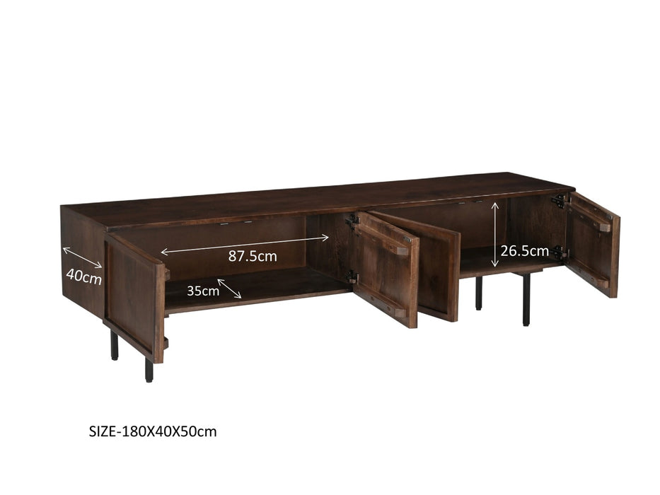 Kast Elan Mangohout Bruin 180x40 cm-Opbergkasten-Livingfurn