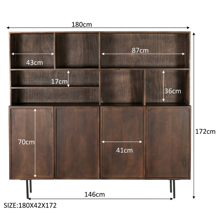 Kast Elan Mangohout Bruin 180x45 cm-Opbergkasten-Livingfurn